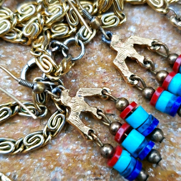 Vtg Egyptian Revival Pharoah Phoenix Necklace Set - Picture 12 of 13